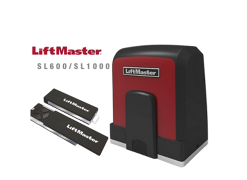 Unidad de control LiftMaster SL600/SL1000 con dos controles remotos.